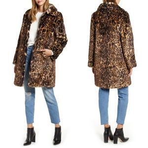 Faux Fur Leopard Long Winter Coat